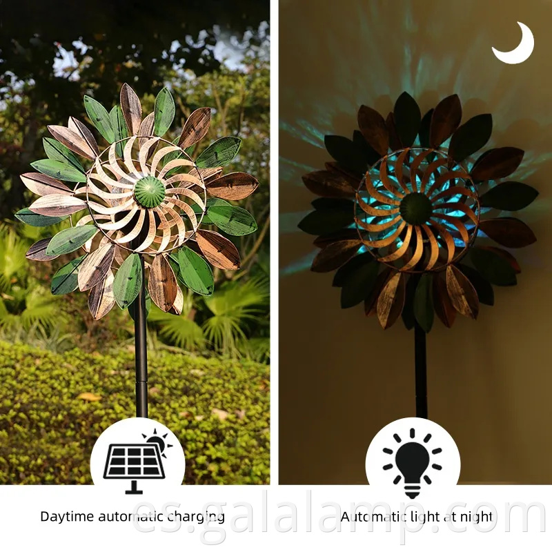 Colorida Solar Spinner de metal al aire libre para lámpara de decoración del jardín